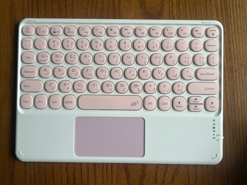 2020 Wireless Backlit Bluetooth Keyboard with Touch ControlRound Hat Touch Arabic Pink Round Hat Touch Arabic Pink 
