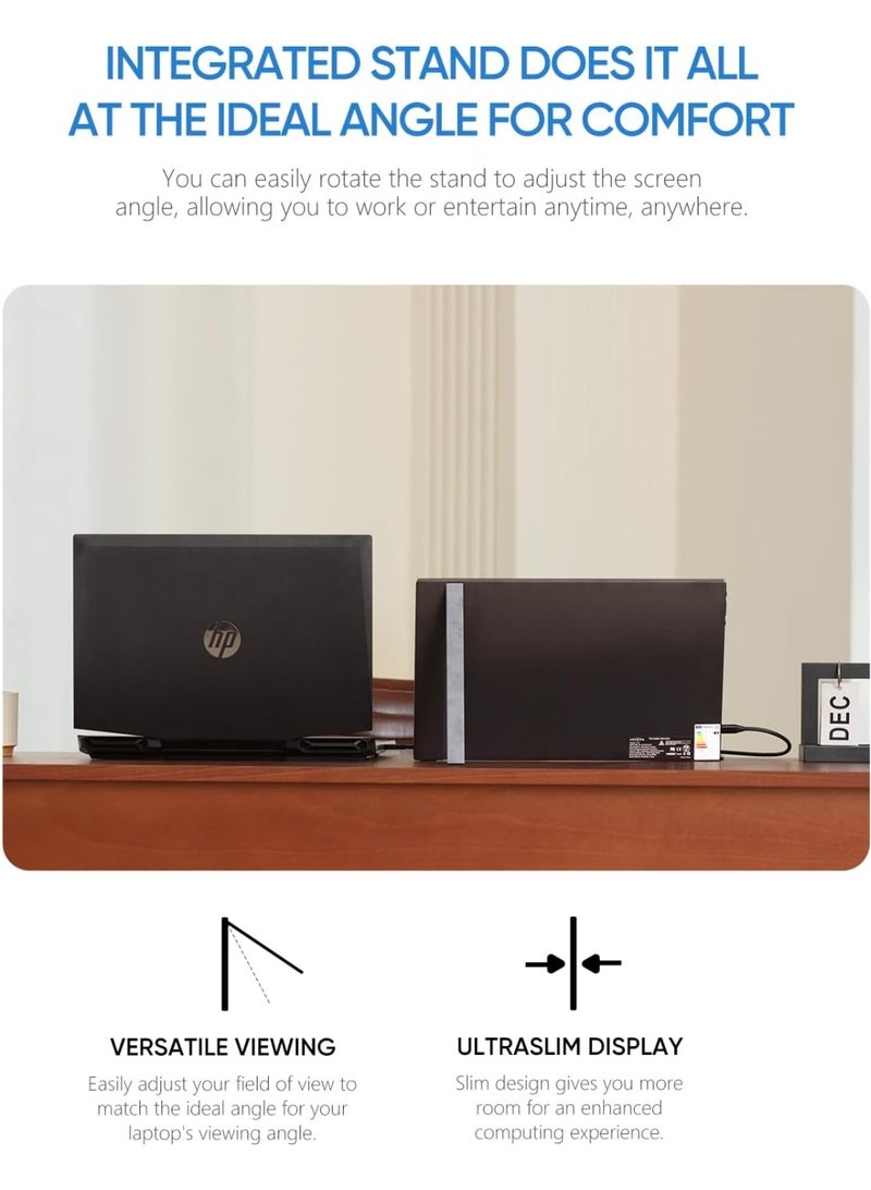 ARZOPA Portable Monitor Kickstand, 14.0" Ultra Slim Portable Laptop Monitor FHD 1080P External Display with Dual Speakers Second Screen for Laptop PC Phone Xbox PS4/5 Switch(With Free Waterproof Monitor Sleeve Bag) - Image 5