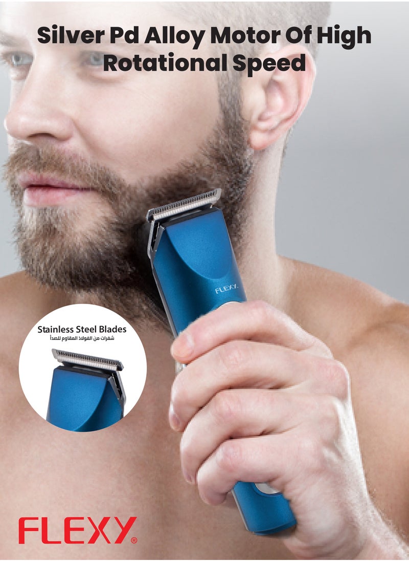 Flexy FLEXY Professional Hair Clipper - 5V 1000mA, 3W, Low Noise, Safe & Non-Invasive, Advanced Shaving System, Magic Stainless Steel Blades, 8-Hour Charge for 45-Min Cordless Use, USB Charging**  - Image 3