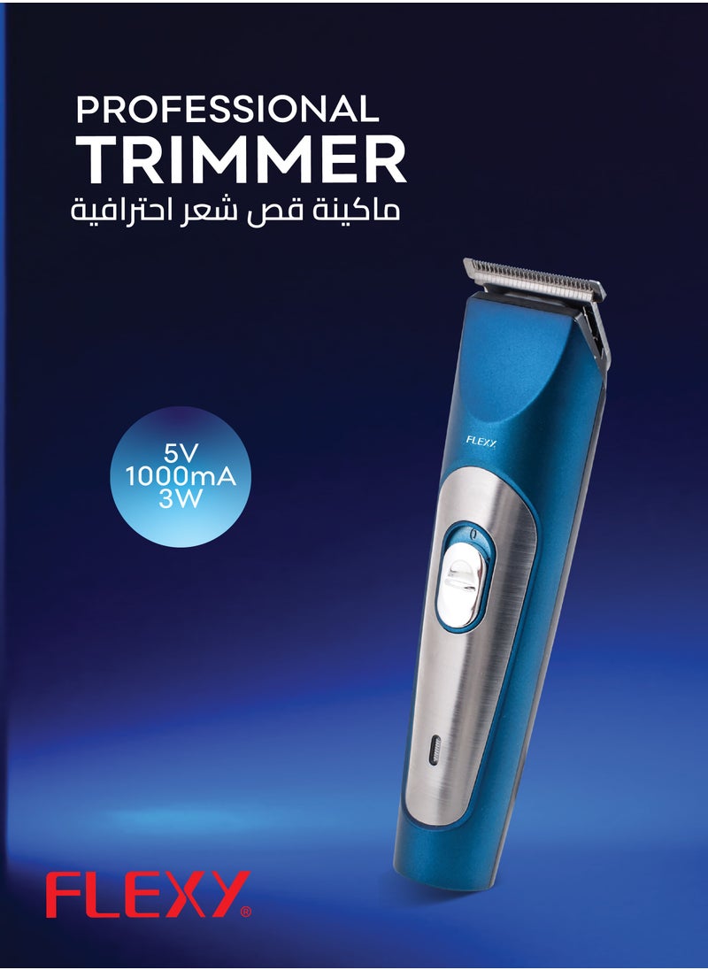 Flexy FLEXY Professional Hair Clipper - 5V 1000mA, 3W, Low Noise, Safe & Non-Invasive, Advanced Shaving System, Magic Stainless Steel Blades, 8-Hour Charge for 45-Min Cordless Use, USB Charging**  - Image 2