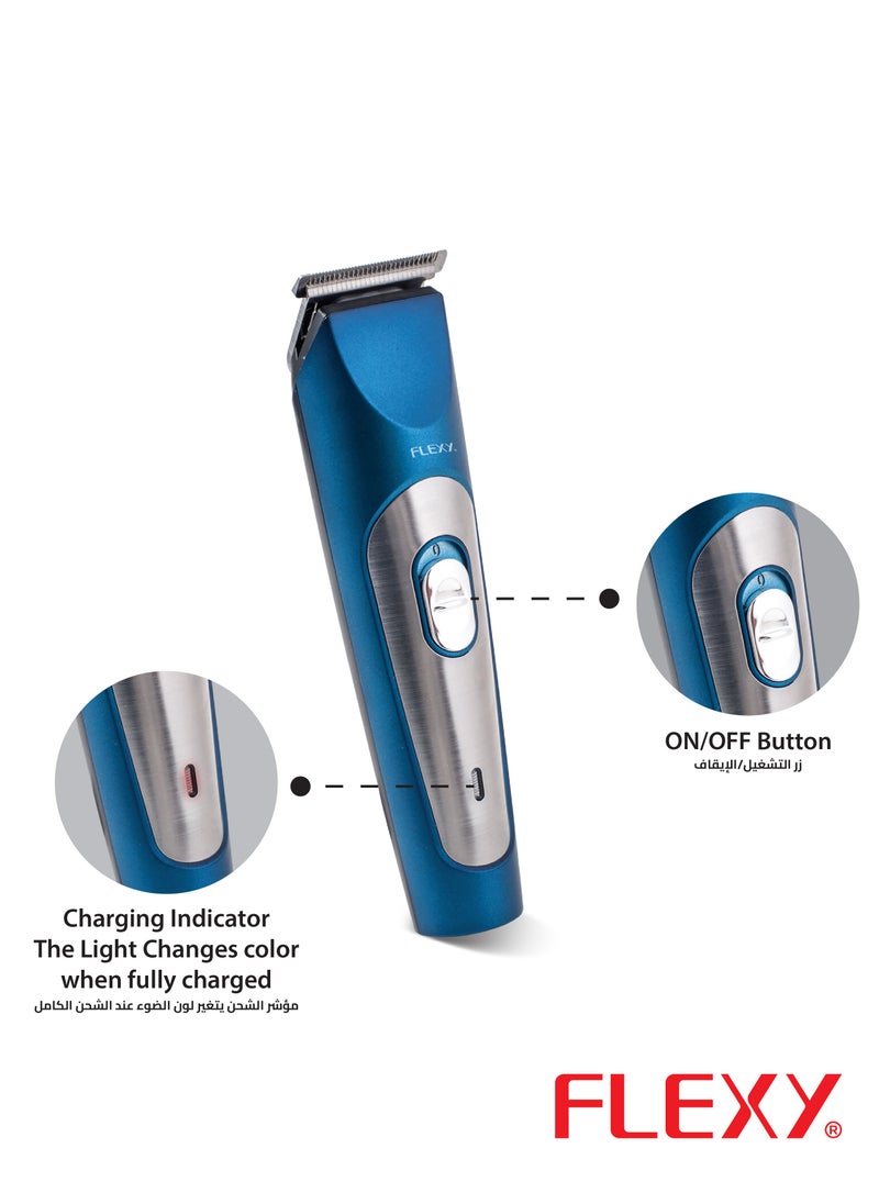 Flexy FLEXY Professional Hair Clipper - 5V 1000mA, 3W, Low Noise, Safe & Non-Invasive, Advanced Shaving System, Magic Stainless Steel Blades, 8-Hour Charge for 45-Min Cordless Use, USB Charging**  - Image 5