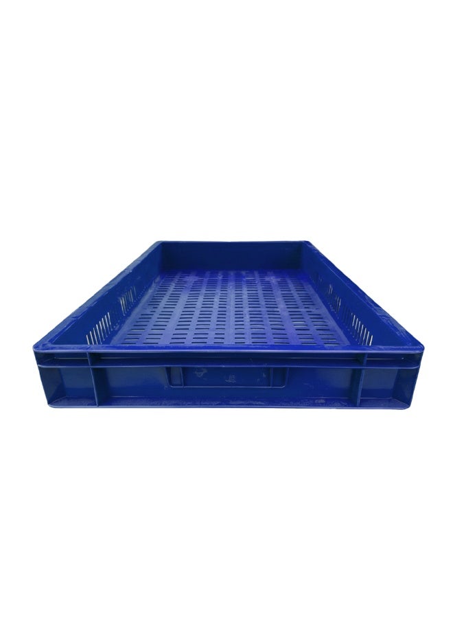 صناعات بلاستيكا ذ.م.م. 2pcs of Plastic Storage Crate 600x400x80mm Stackable Food Grade Ventilated Catering Crate Heavy Duty - Blue - Image 2