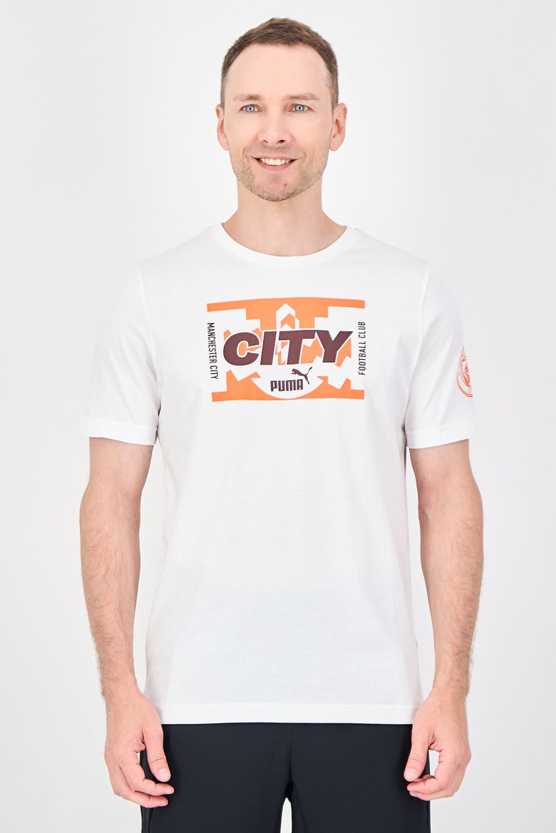 PUMA Men Sportswear Fit Short Sleeve Manchester City Football T-Shirt, White - Image 1