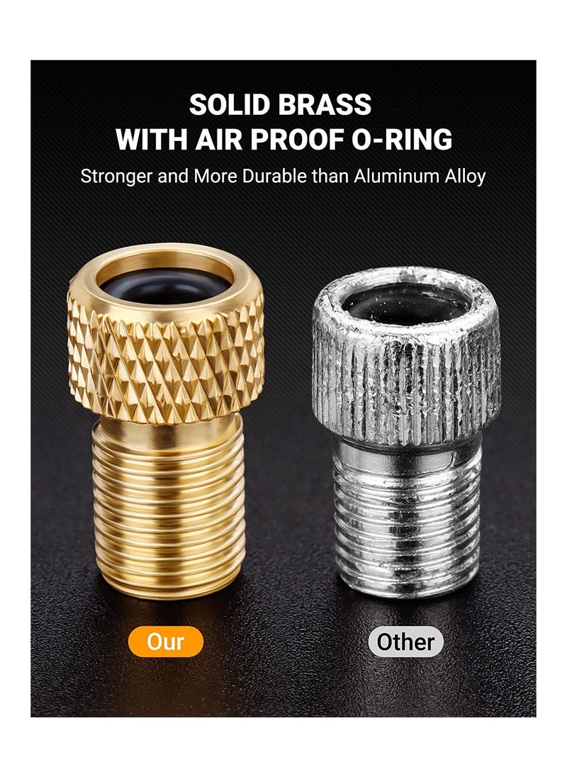 SYOSI - Presta Valve Adapter for Air Compressor, Convert Presta to Schrader Brass Adapter for Bikes, Inflate Tire by Standard Pump or Air Compressor   Built in sealing ring for effortless pumping 4 Pack - Image 1