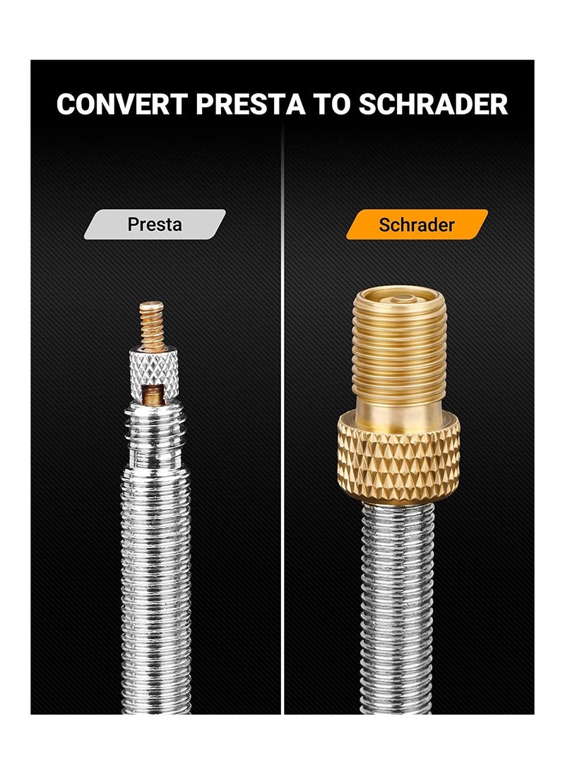 SYOSI - Presta Valve Adapter for Air Compressor, Convert Presta to Schrader Brass Adapter for Bikes, Inflate Tire by Standard Pump or Air Compressor   Built in sealing ring for effortless pumping 4 Pack - Image 1