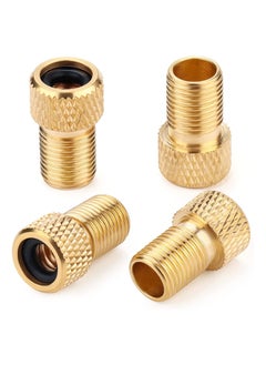 Presta Valve Adapter for Air Compressor, Convert Presta to Schrader Brass Adapter for Bikes, Inflate Tire by Standard Pump or Air Compressor   Built in sealing ring for effortless pumping 4 Pack