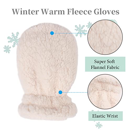 Zsedrut 1 Pairs Kids Winter Glove Fleece Lined Baby Girl Mittens Warm Toddler Boys Gloves (White, S) - Image 3