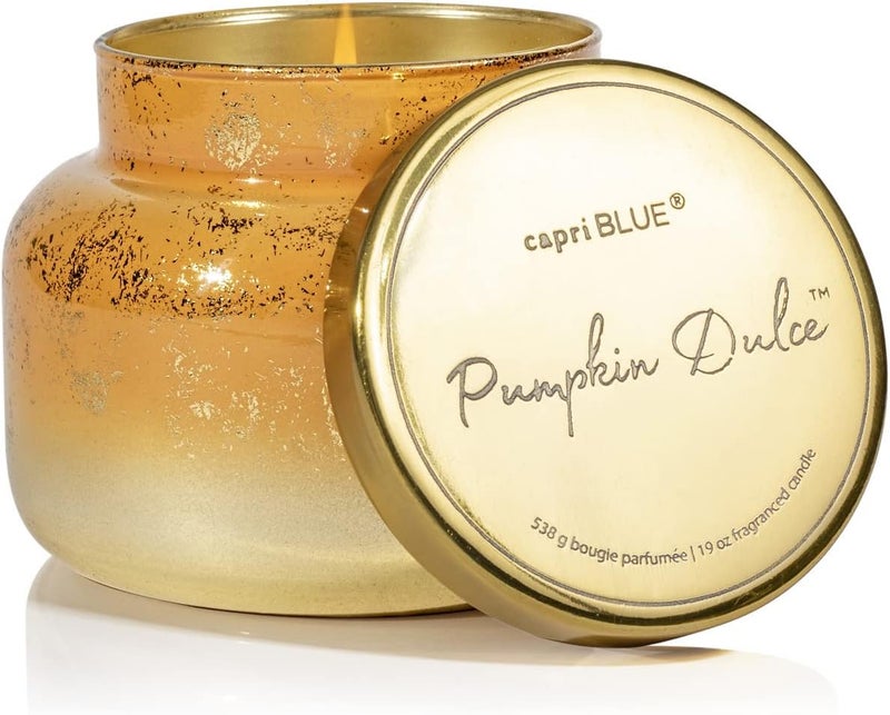 Capri Blue Glimmer Jar Candles - Luxury Holiday Scented Candles for Home - Long Lasting Soy Wax Blend - Scented Holiday & Home Decor - Pumpkin Dulce Signature Jar (19 oz) - Image 1