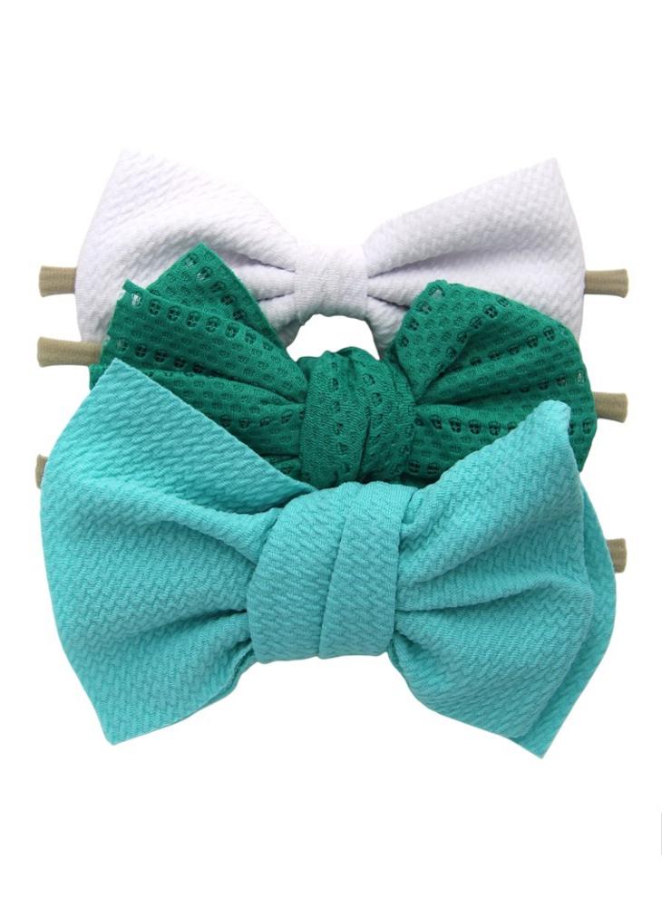 Bambimici Lara Assorted Ribbon Bow Headband For Babies White, Green, Tiffany - Image 1