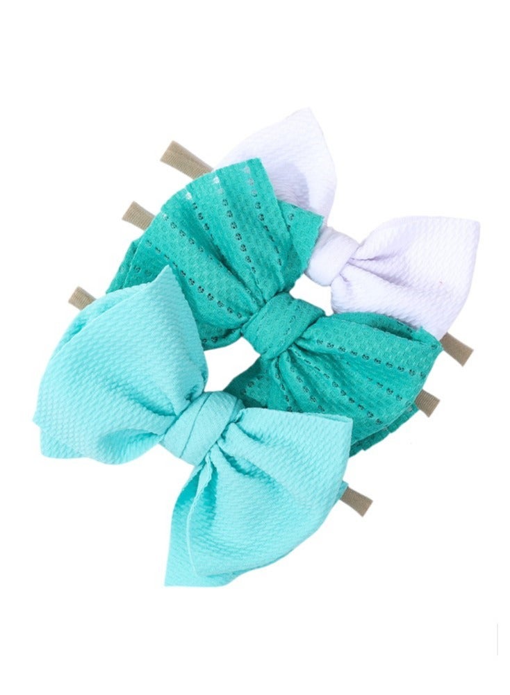 Bambimici Lara Assorted Ribbon Bow Headband For Babies White, Green, Tiffany - Image 2