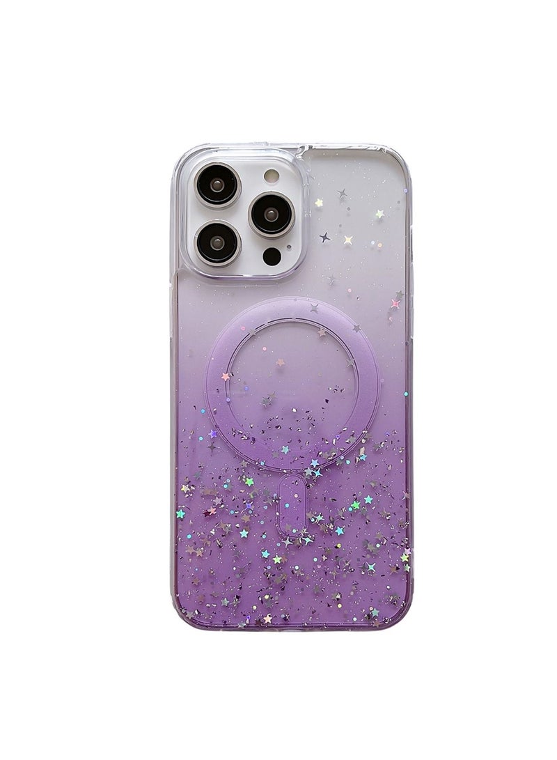 TEAM LUXURY Magnetic Glitter Case For iPhone 15 Pro Max [Compatible With MagSafe] [3-D Craft Glitter] Luxury Sparkly Back Cover For Women Girls With Clear Shockproof Silicone Accessory  - Image 1