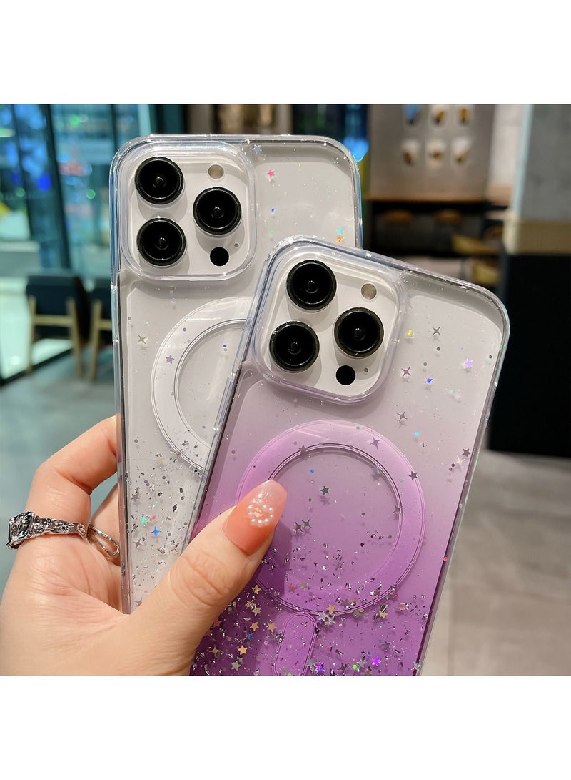 TEAM LUXURY Magnetic Glitter Case For iPhone 15 Pro Max [Compatible With MagSafe] [3-D Craft Glitter] Luxury Sparkly Back Cover For Women Girls With Clear Shockproof Silicone Accessory  - Image 2