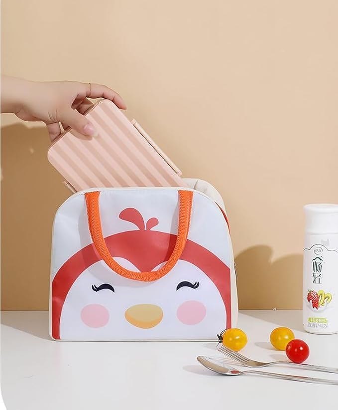 Flywind Kids Lunch Bag for Girls Boys Students | Small Foldable Waterproof Lunch Box for Travel Picnic School | Reusable Cartoon Insulated Lunchbag (White Egg) - Image 2