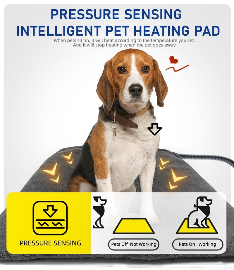 COMOIL Pressure Activated Pet Heating Pad 18 x 15,Gravity Sensing,Automatic or Manual Mode,Heated Dog Bed with Timer,Adjustable Temperature - Image 2