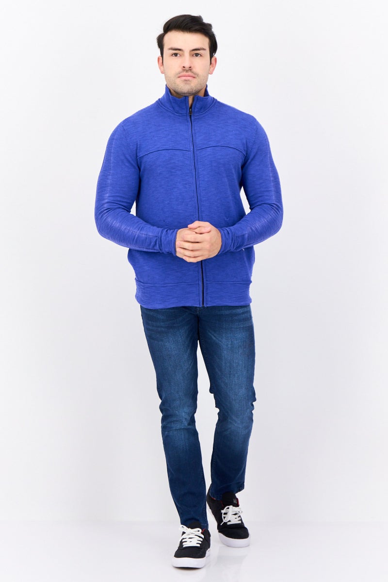 GAS Men Full Zipper Knitted Long Sleeve Sweatshirt, Blue - Image 2