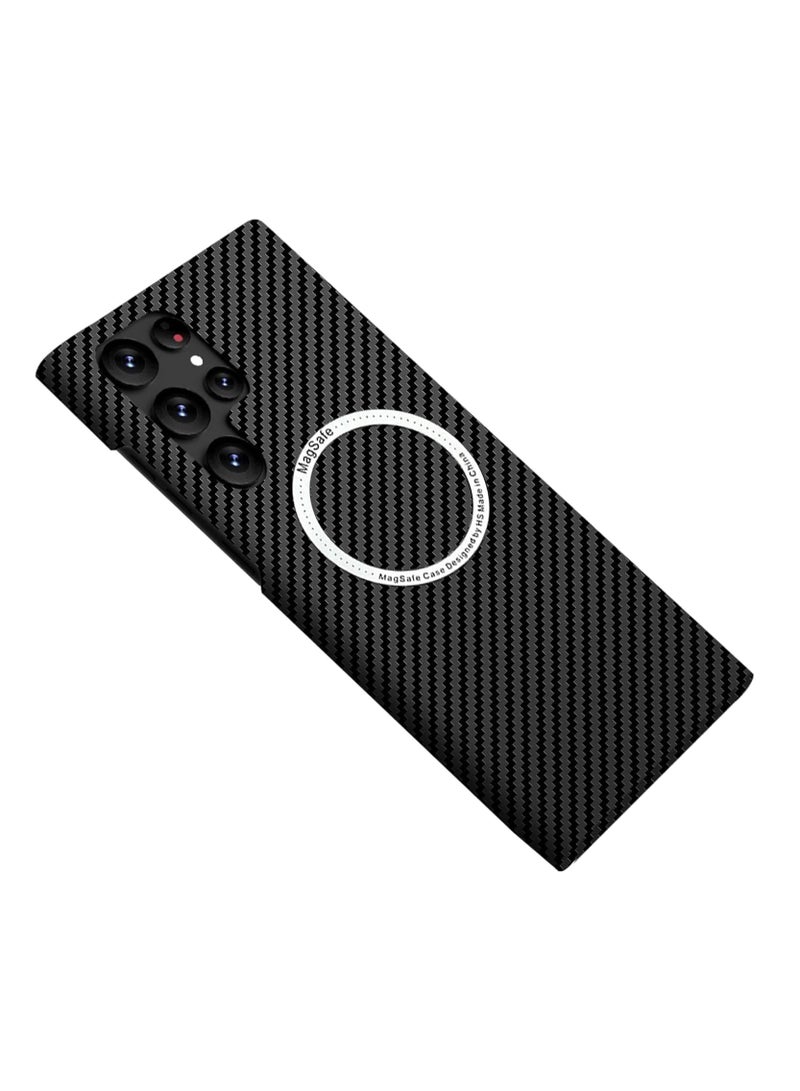 Anmi Case for Samsung Galaxy S22 Ultra, Compatible with [Mag-Safe], 600D Aramid Fiber Made Thin Case Drop Protection(Black) - Image 1