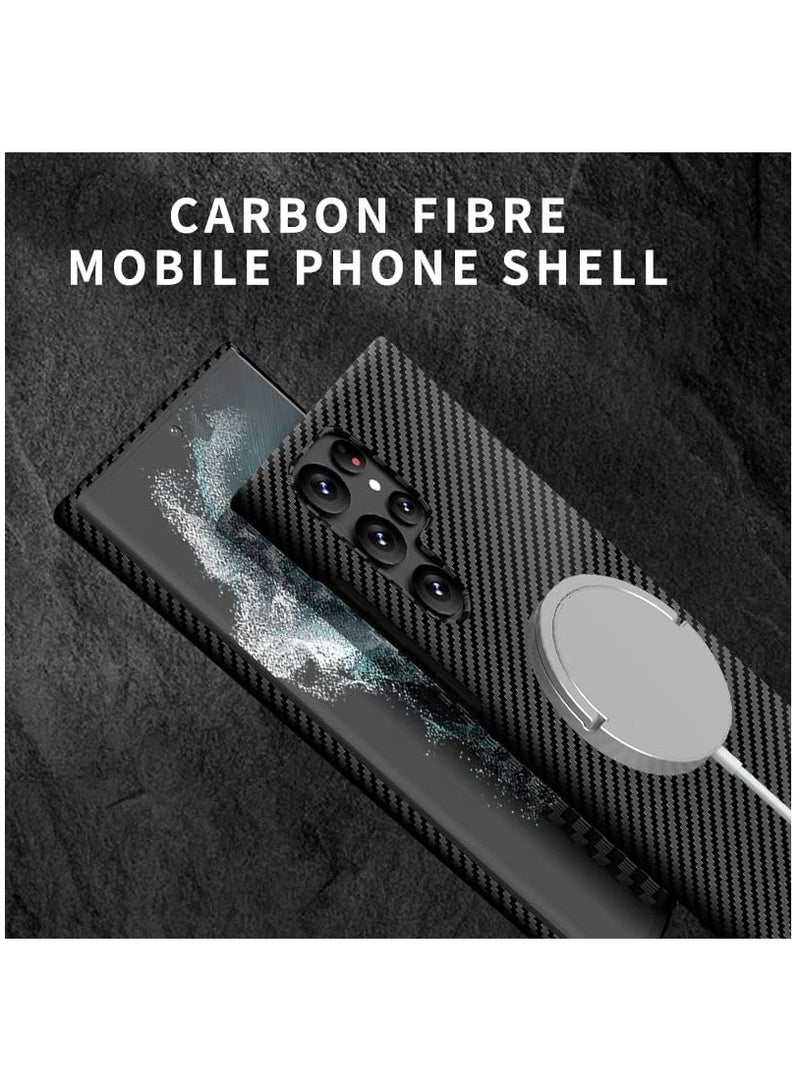 Anmi Case for Samsung Galaxy S22 Ultra, Compatible with [Mag-Safe], 600D Aramid Fiber Made Thin Case Drop Protection(Black) - Image 4