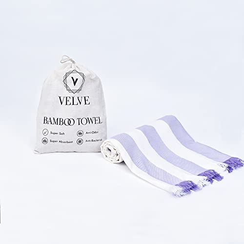 Velve Quick Dry Bath Towel For Travel|Light Weight&Compact|100% Bamboo|Dyed With Certified Non-Toxic Color|Ultra Soft,Absorbent,Skin Friendly Towel For Bath,Travel,Yoga,Gym|Lavender,250 TC - Image 2