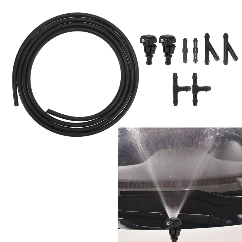Omrisy Windshield Washer Nozzles Kit Compatible with Ford F150 2004-2013 Front Windshield Spray Nozzles Wiper Spray Washer Jet and Hose repair kit with Connector Replaces # 3W7Z17603AA - Image 3