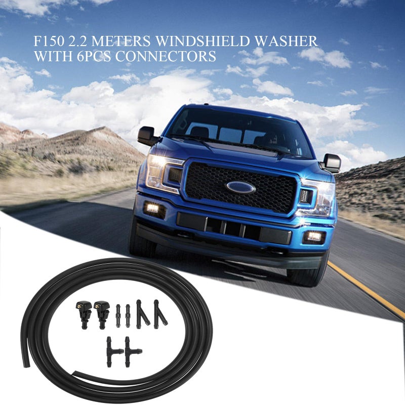 Omrisy Windshield Washer Nozzles Kit Compatible with Ford F150 2004-2013 Front Windshield Spray Nozzles Wiper Spray Washer Jet and Hose repair kit with Connector Replaces # 3W7Z17603AA - Image 2