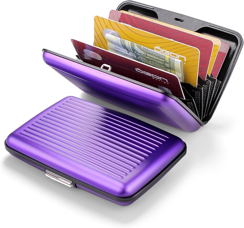 حافظة بطاقات ألومنيوم مع قفل معدني، حماية RFID من الاحتيال وإزالة المغنطة، محفظة مدمجة، موديل Smart Case STOCKHOLM (ألومنيوم أرجواني) - Image 2