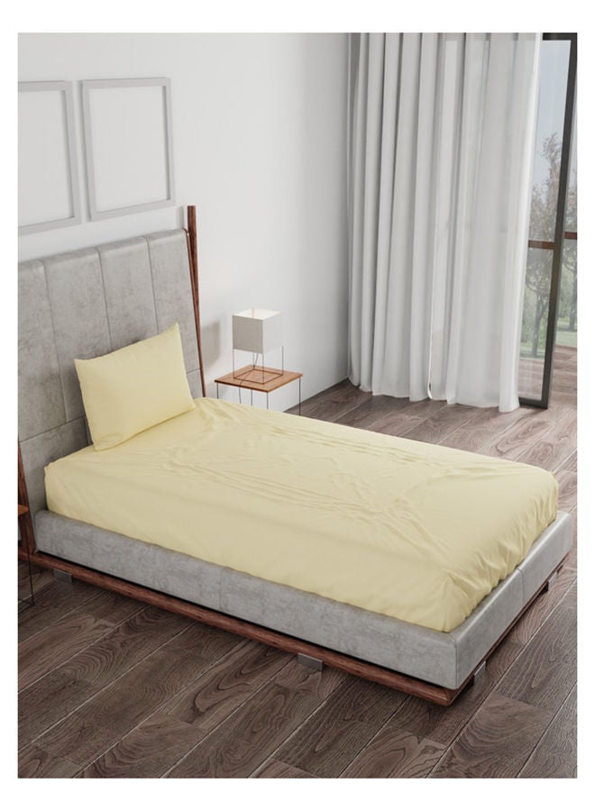 Raymond Raymond Home 2 SINGLE BED SHEET+ 2 Pillow cover Super Soft 120 TC Pure Cotton (152x229 cm ,46x69 cm) Flat sheet & 2 PillowCases Beige  - Image 1