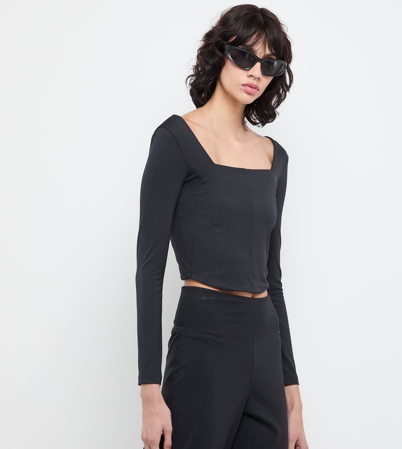 F5 Women's F5 Active Square Neck Long Crop Top - Image 3