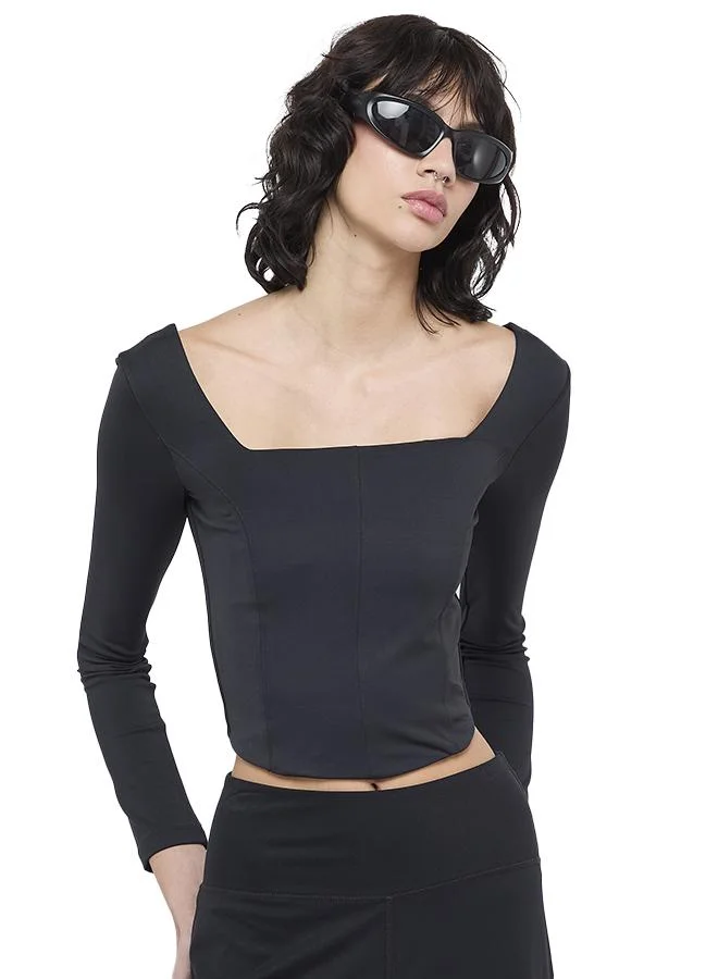 F5 SQUARENECK CORSET LONGSLEEVE TOP