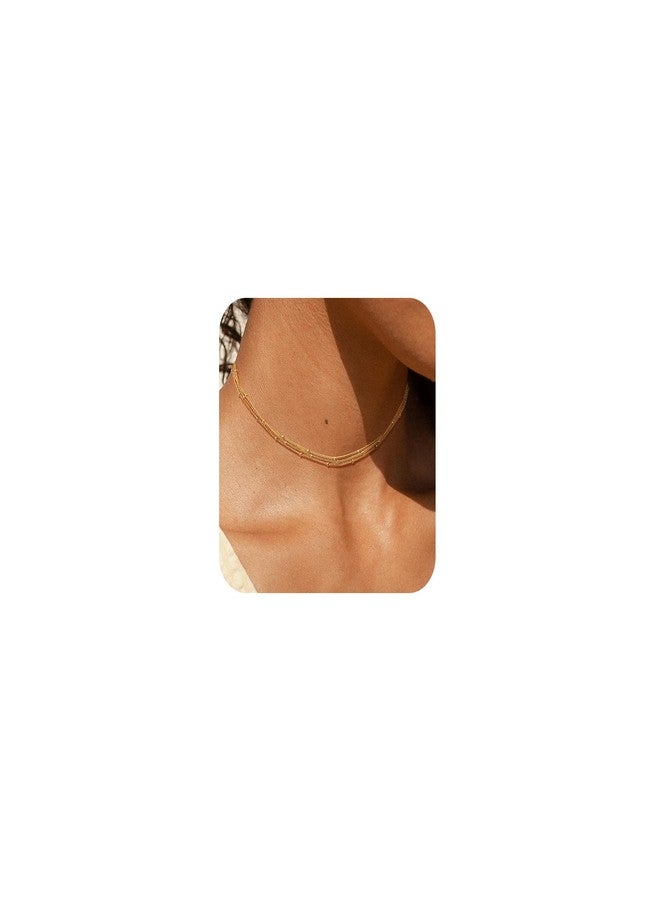 CHESKY 14k Gold Plated/Silver Plated Dainty Necklace for Women, Trendy Satellite Choker Necklace Thin Beaded Layered Choker Necklaces Discs Paperclip Chain Necklaces Womens Simple Jewelry, Brass, No - Image 1