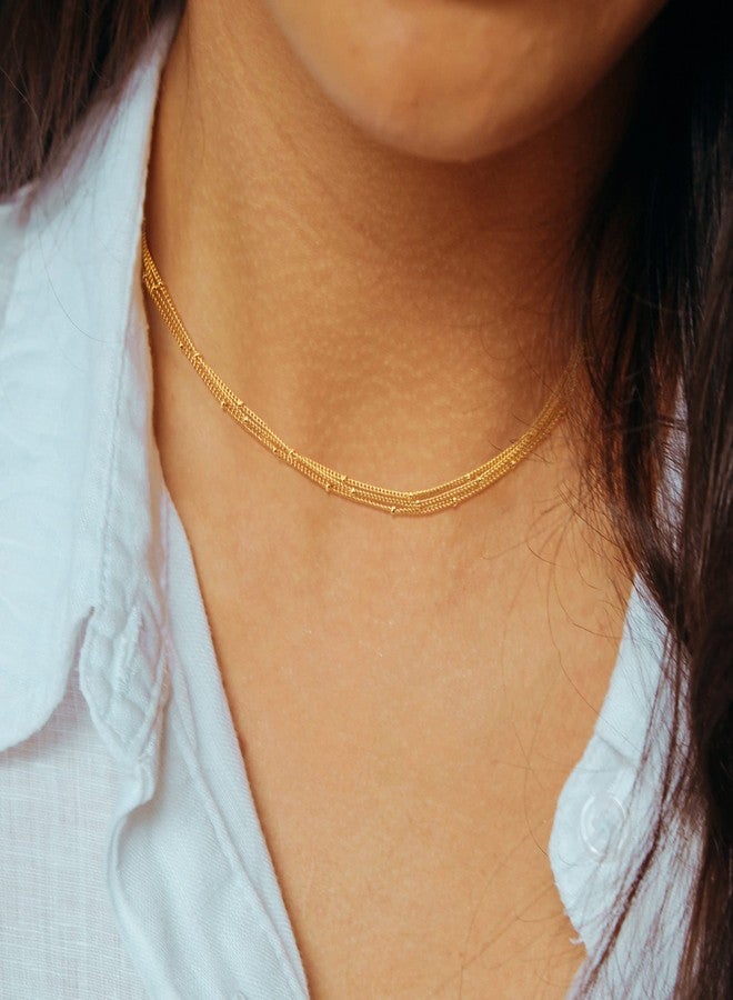 CHESKY 14k Gold Plated/Silver Plated Dainty Necklace for Women, Trendy Satellite Choker Necklace Thin Beaded Layered Choker Necklaces Discs Paperclip Chain Necklaces Womens Simple Jewelry, Brass, No - Image 4