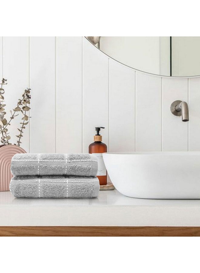 TRIDENT Cotton Hand Towel Set 100% Cotton Luxury Hand Towels - 400 GSM- Super Soft, Easy Care- Everyday, Swim, Pool, Yoga, Travel Pack of 2- Size-40x60 cm, Color-Cloud Grey - Image 3