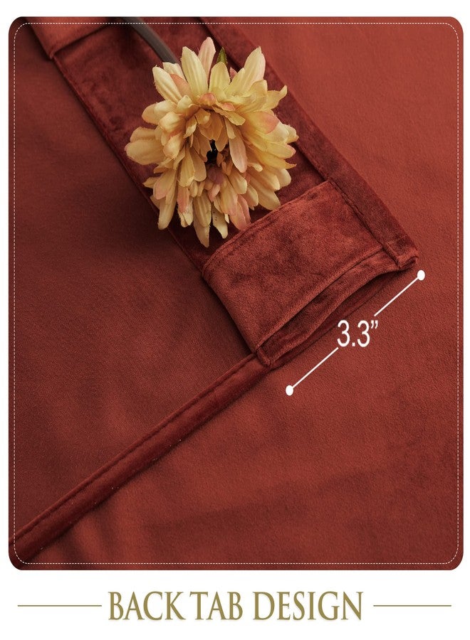 StangH Rust Velvet Curtains - Super Soft Luxury Retro Home Decor Bedroom Back Tab Thermal Insulated Window Drapes for Christmas Living Room Nursery Girls, W52 x L84 inches, 1 Panel - Image 4