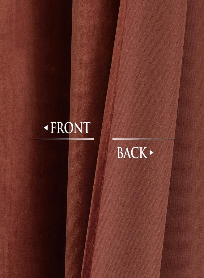 StangH Rust Velvet Curtains - Super Soft Luxury Retro Home Decor Bedroom Back Tab Thermal Insulated Window Drapes for Christmas Living Room Nursery Girls, W52 x L84 inches, 1 Panel - Image 5