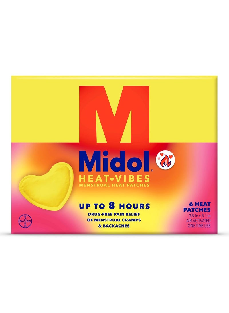 لصقات حرارة ميدول لتخفيف آلام الدورة الشهرية - عبوة تحتوي على 6 قطع لآلام الدورة وآلام الظهر