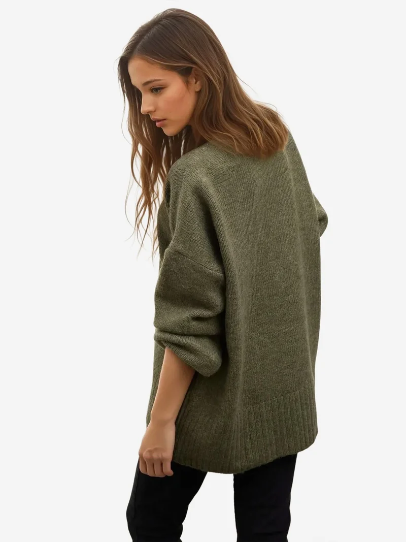 زوبعة كنزة صوفية سميكة بياقة دائرية