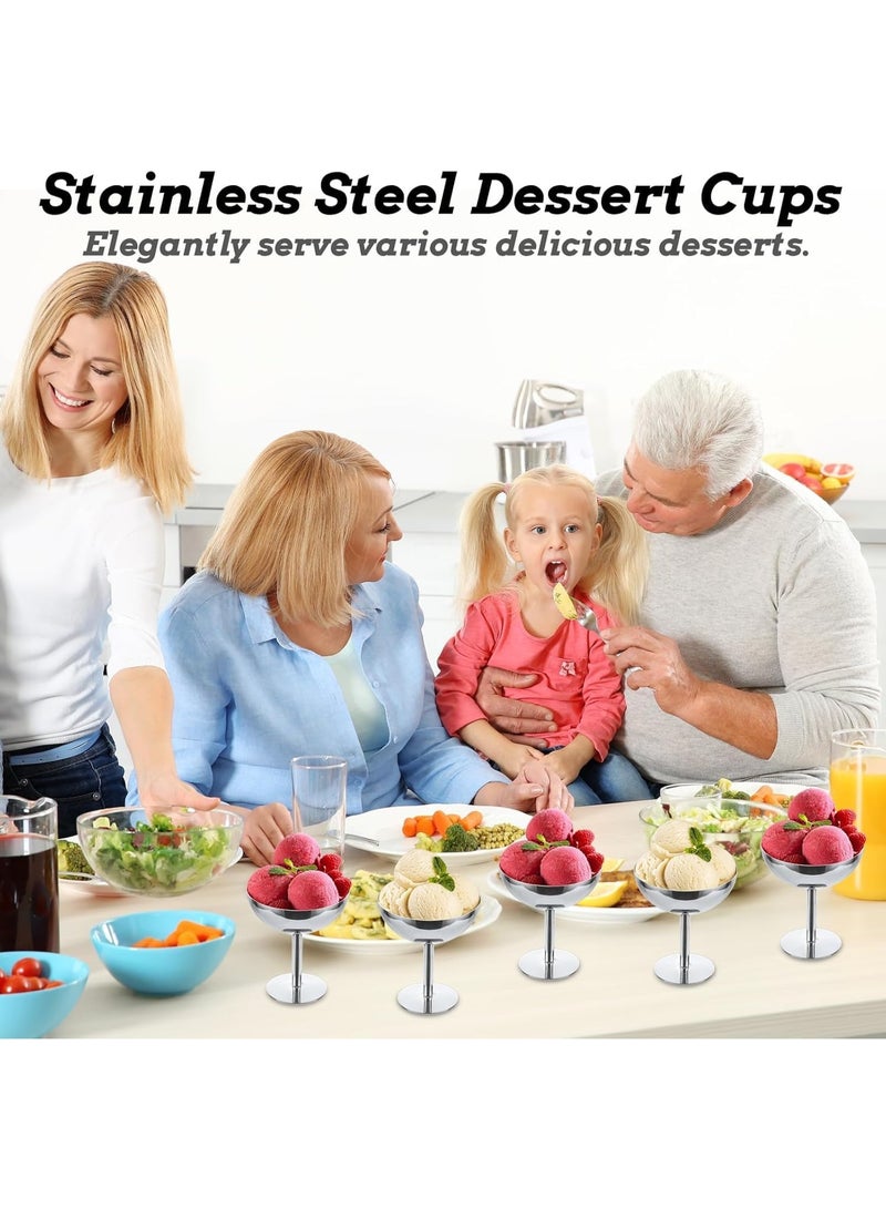 Bukela 2Pcs Ice Cream Bowls Stainless Steel Dessert Cups Reusable Footed Sundae Cups Ice Cream Cups for Dessert, Frozen Yogurt, Gelato, Birthday Party Decorations - Image 5