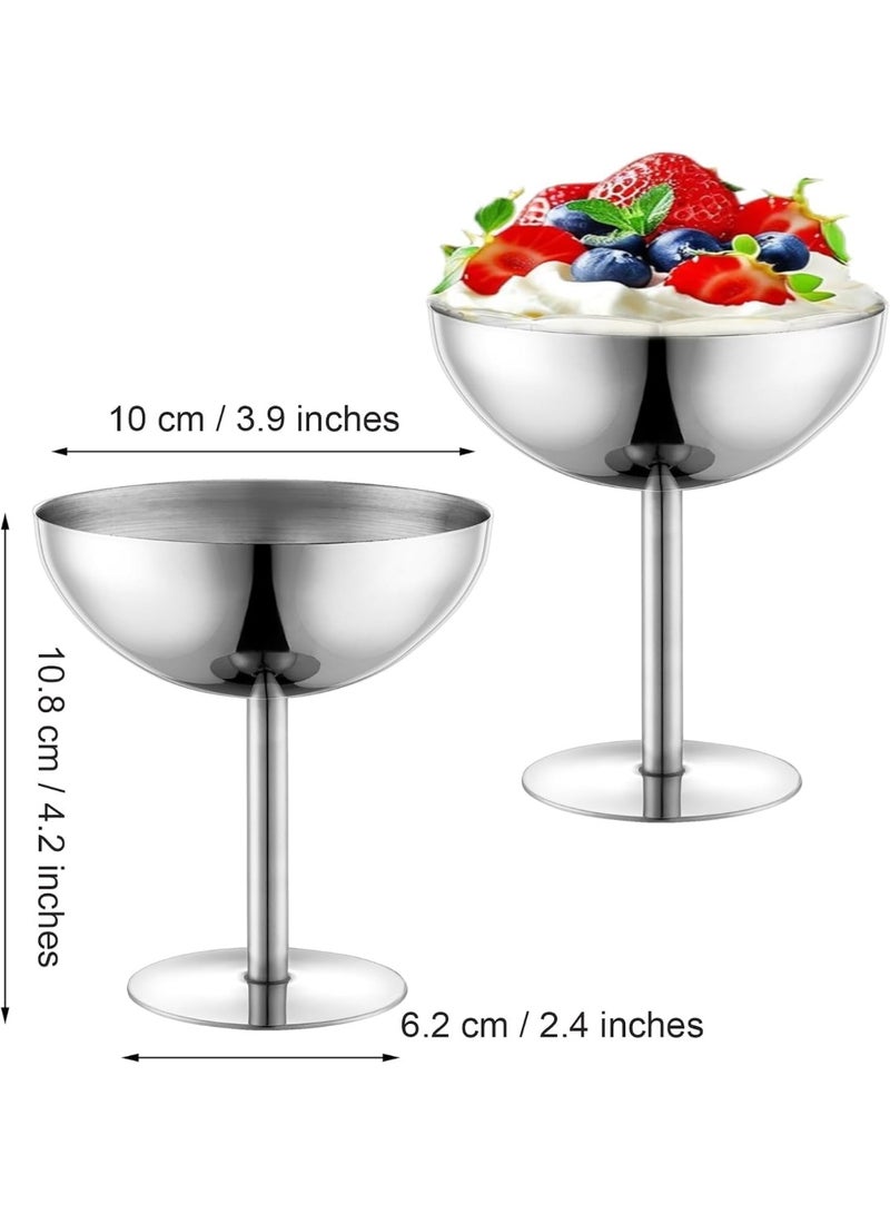 Bukela 2Pcs Ice Cream Bowls Stainless Steel Dessert Cups Reusable Footed Sundae Cups Ice Cream Cups for Dessert, Frozen Yogurt, Gelato, Birthday Party Decorations - Image 3