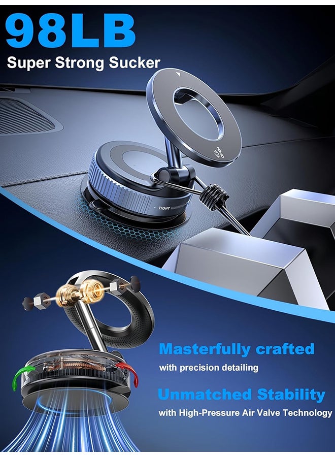 O Ozone 360° Magnetic Car Phone Holder – Dashboard & Windshield Mount with Strong Grip Suction Cup, Hands-Free Mobile Stand for Car, Office & Home Use- Black - Image 4