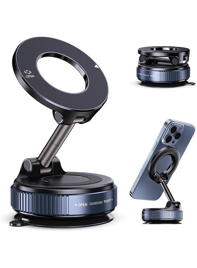 O Ozone 360° Magnetic Car Phone Holder – Dashboard & Windshield Mount with Strong Grip Suction Cup, Hands-Free Mobile Stand for Car, Office & Home Use- Black - Image 1
