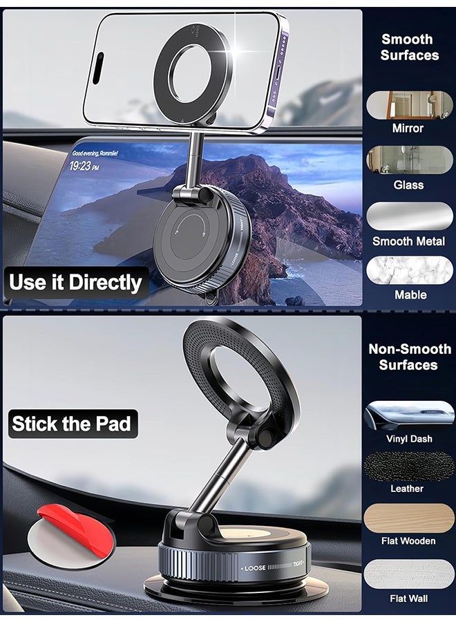 O Ozone 360° Magnetic Car Phone Holder – Dashboard & Windshield Mount with Strong Grip Suction Cup, Hands-Free Mobile Stand for Car, Office & Home Use- Black - Image 3