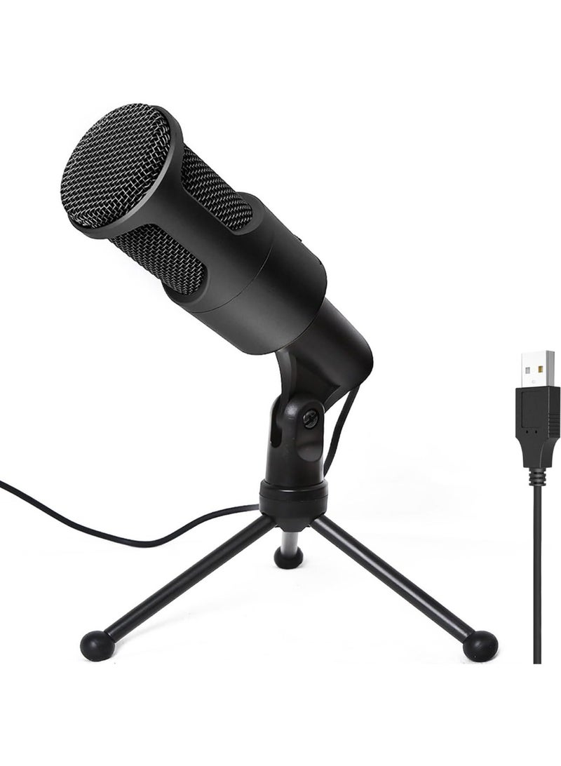 ميكروفون مكثف USB للبث الصوتي، مع حامل ثلاثي القوائم قابل للطي ومفتاح كتم الصوت - Image 3