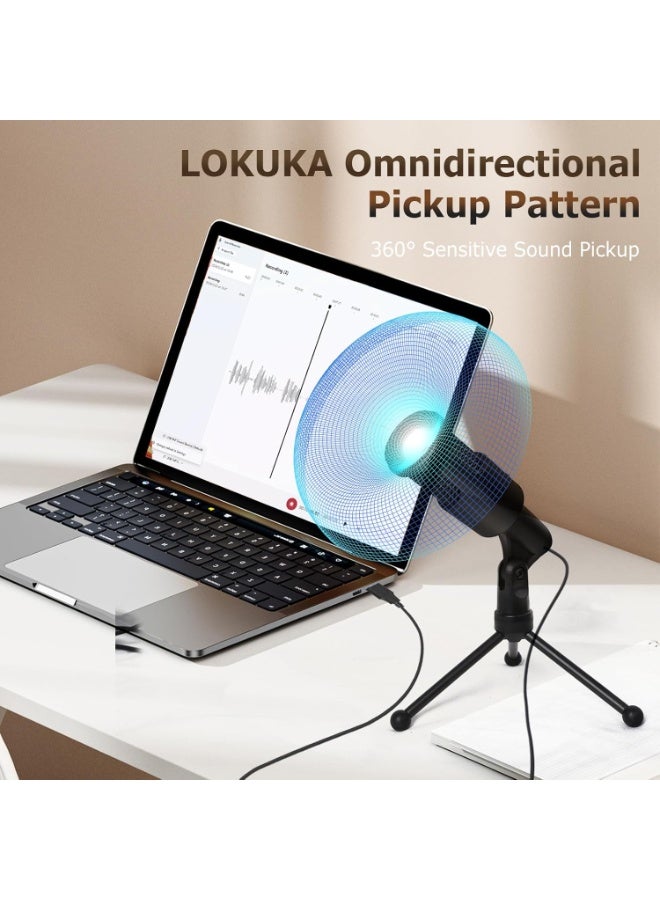 ميكروفون مكثف USB للبث الصوتي، مع حامل ثلاثي القوائم قابل للطي ومفتاح كتم الصوت - Image 5