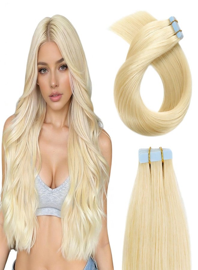 YILITE Tape in Hair Extensions Human Hair 24 inches 20pcs 50g Silky Straight Tape in Human Hair Extensions #613 Bleach Blonde(24Inch 613) - Image 1