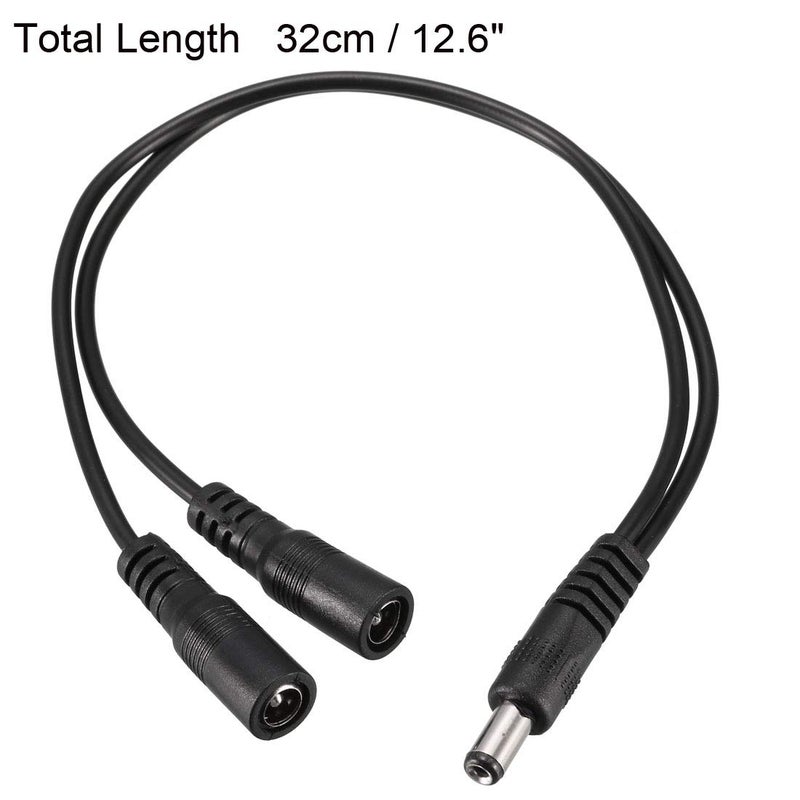 يو إكس سيل sourcing map 1 Male to 2 Female 5.5mm x 2.1mm 32cm DC Power Splitter Cable for Router, LED Lights & More Electronics Devices - Image 5