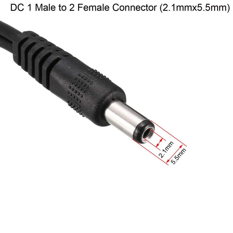 يو إكس سيل sourcing map 1 Male to 2 Female 5.5mm x 2.1mm 32cm DC Power Splitter Cable for Router, LED Lights & More Electronics Devices - Image 2