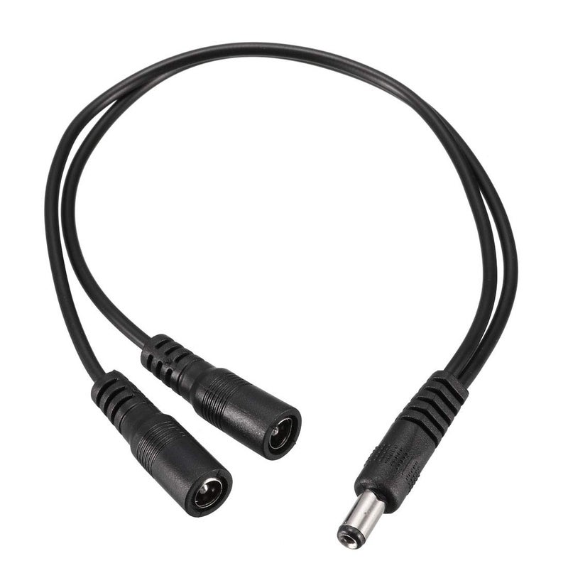 يو إكس سيل sourcing map 1 Male to 2 Female 5.5mm x 2.1mm 32cm DC Power Splitter Cable for Router, LED Lights & More Electronics Devices - Image 1