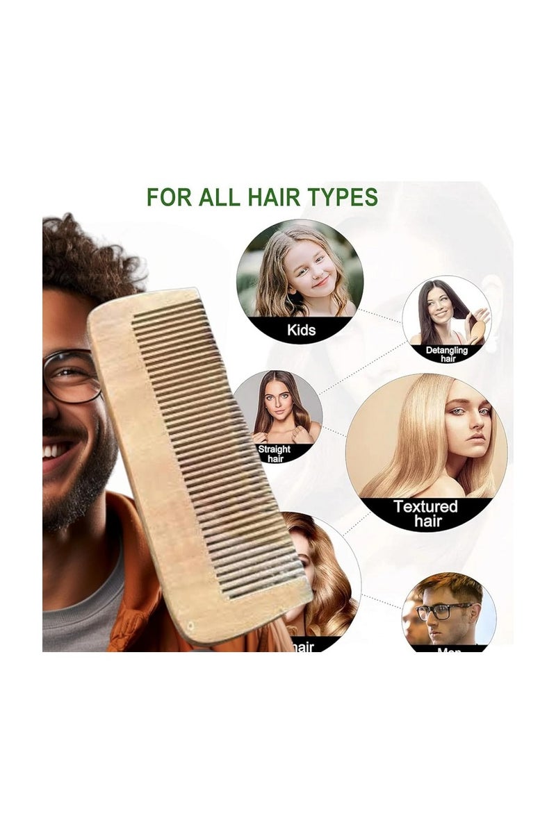 مشط من الخشب الطبيعي لفك تشابك الشعر -وتصفيفه -سواء كان رط با أو جافا أو مجعدا أو كثيفا أو مموجا أو مفرودا --للنساء والرجال - Image 3
