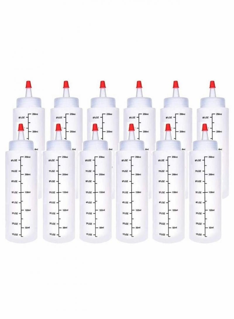 12-Piece Condiment Squeeze Bottles,Plastic Bottles With Red Tip Cap Tie Dye Empty Paint Bottle For Ketchup And Condiments,250ML - Image 1