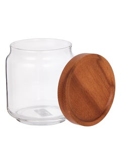 BILLI Glass Canister With Stackable Wooden Lid Small 500Ml, Clear/Brown, Aca-Og59-Sl  - Image 1