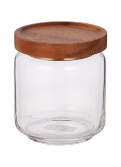 BILLI Glass Canister With Stackable Wooden Lid Small 500Ml, Clear/Brown, Aca-Og59-Sl  - Image 2